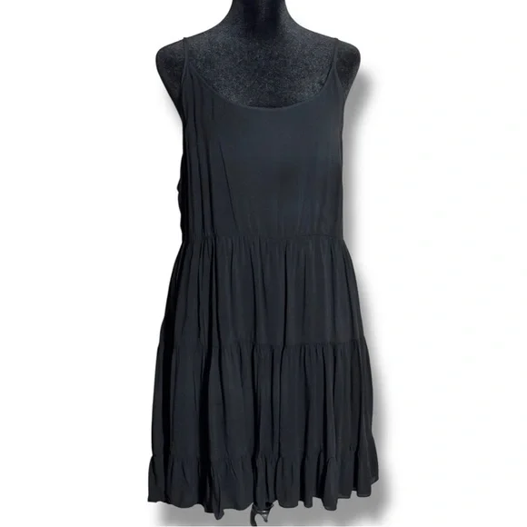 Talula Classic Black Sleeveless Skinny Strap Tiered Empire Waist Mini Dress - Picture 2 of 16